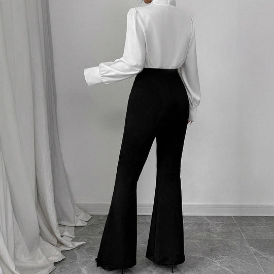 Damen Flared-Hose mit hohem Bund und fließendem Schnitt EB