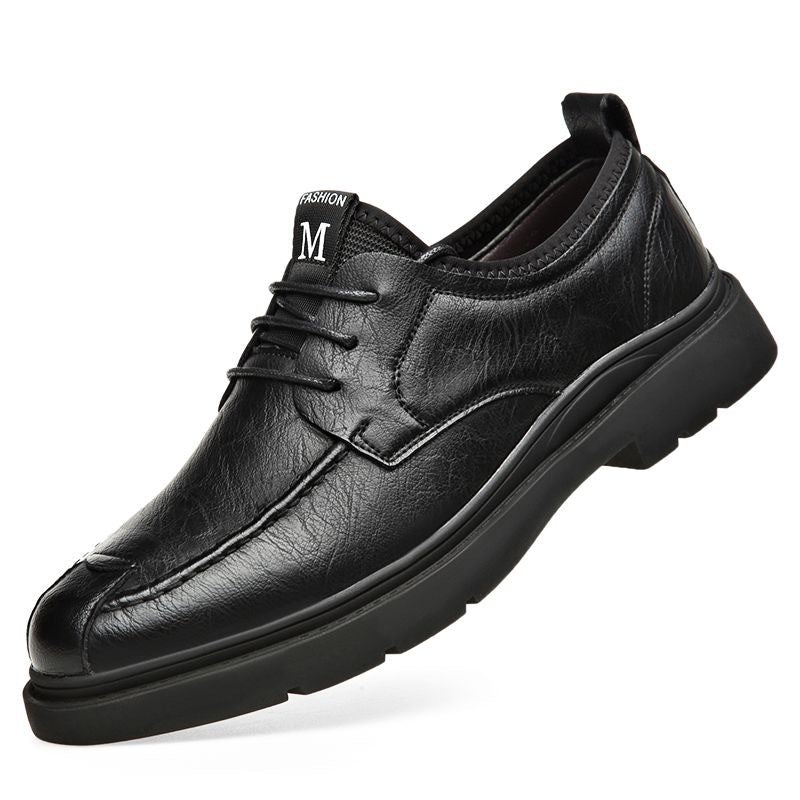 Herren Bequeme Leder Schnürschuhe mit rutschfester Sohle EB