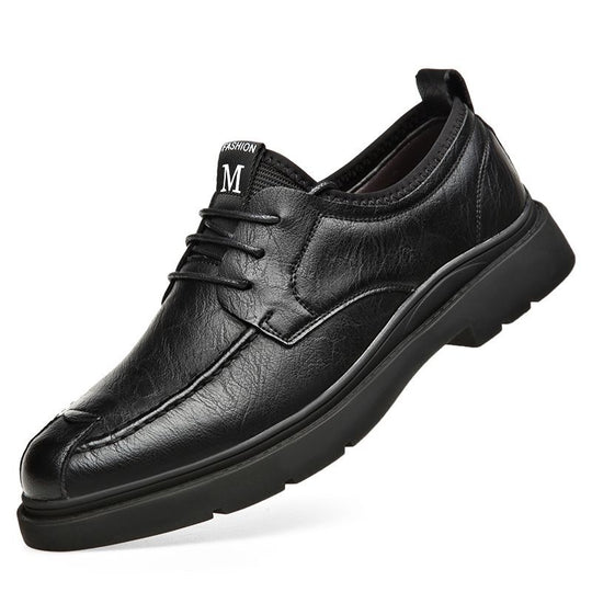 Herren Bequeme Leder Schnürschuhe mit rutschfester Sohle EB