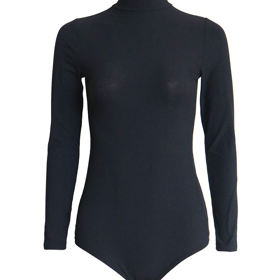Damen figurbetontes Langarm-Bodysuit mit Rollkragen EB