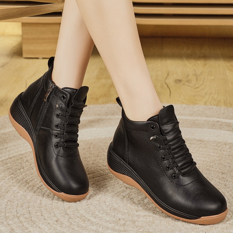Damen Komfortable High-Top Sneakers mit elastischer Schnürung und dämpfender Sohle EB