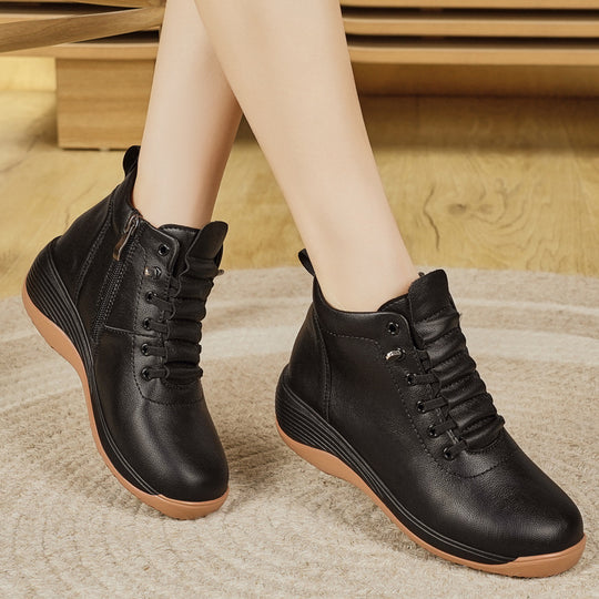 Damen Komfortable High-Top Sneakers mit elastischer Schnürung und dämpfender Sohle EB