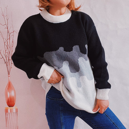 Damen Strickpullover mit modernem Farbverlauf und lässigem Schnitt EB