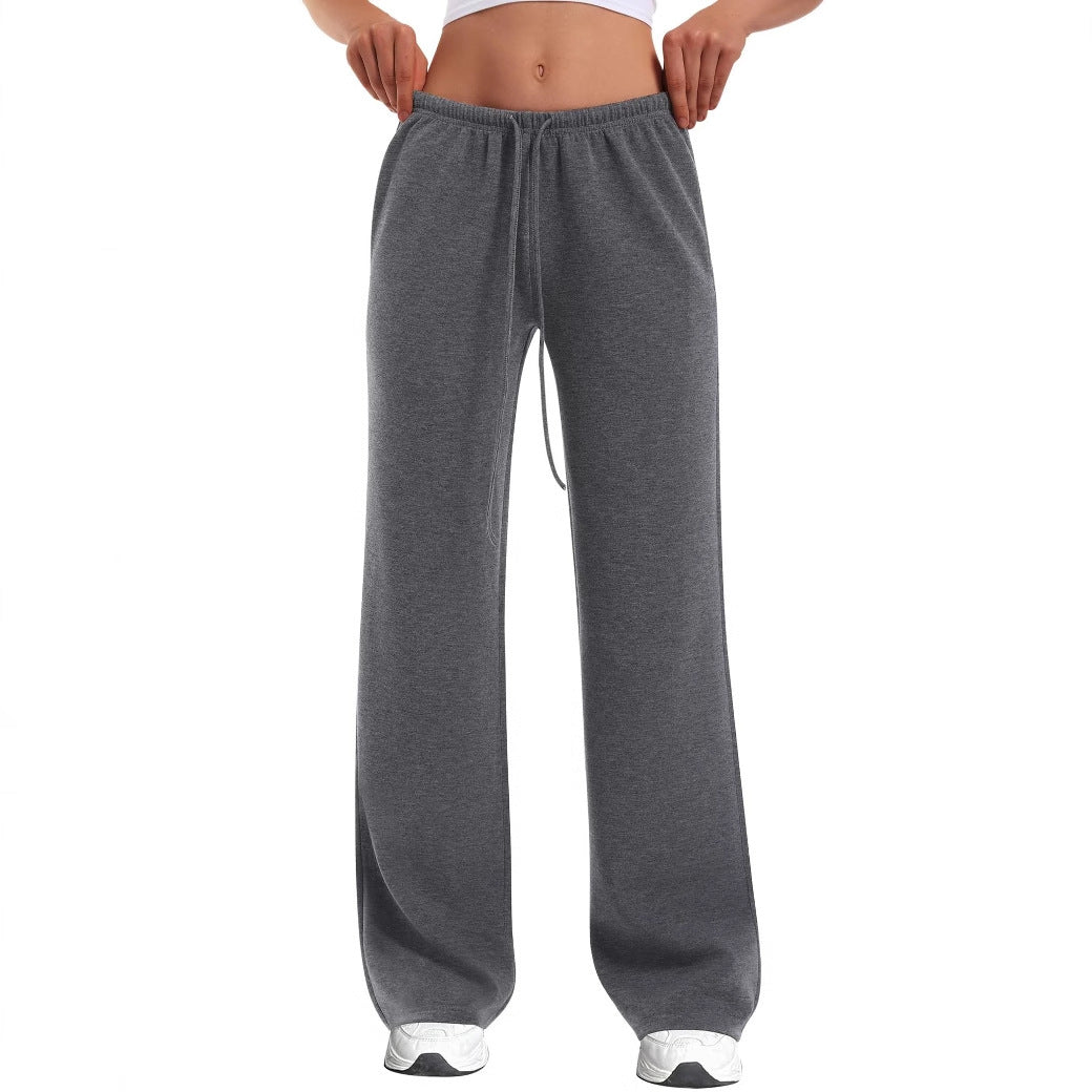 Damen nan hochgeschnittene weite Jogginghose mit elastischem Komfortbund und Kordelzug EB