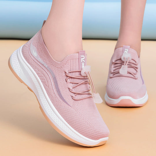 Damen Sportliche Freizeit-Sneaker mit elastischem Schnellschnürsystem und atmungsaktivem Obermaterial EB