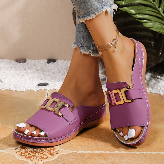 Damen Offene Mules mit modischem Schnallen-Detail EB
