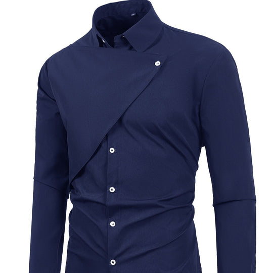 Herren Elegantes Kurzarmhemd mit asymmetrischem Design EB