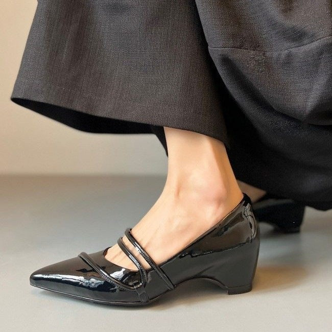 Damen elegante Slingback-Pumps mit modischen Querriemen und spitzem Fußbereich EB