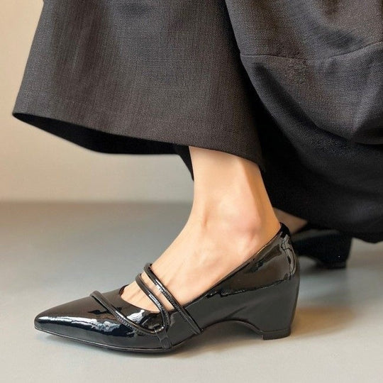 Damen elegante Slingback-Pumps mit modischen Querriemen und spitzem Fußbereich EB
