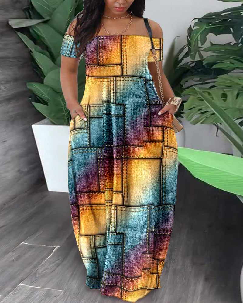 Damen Maxi-Kleid mit Off-Shoulder Design EB