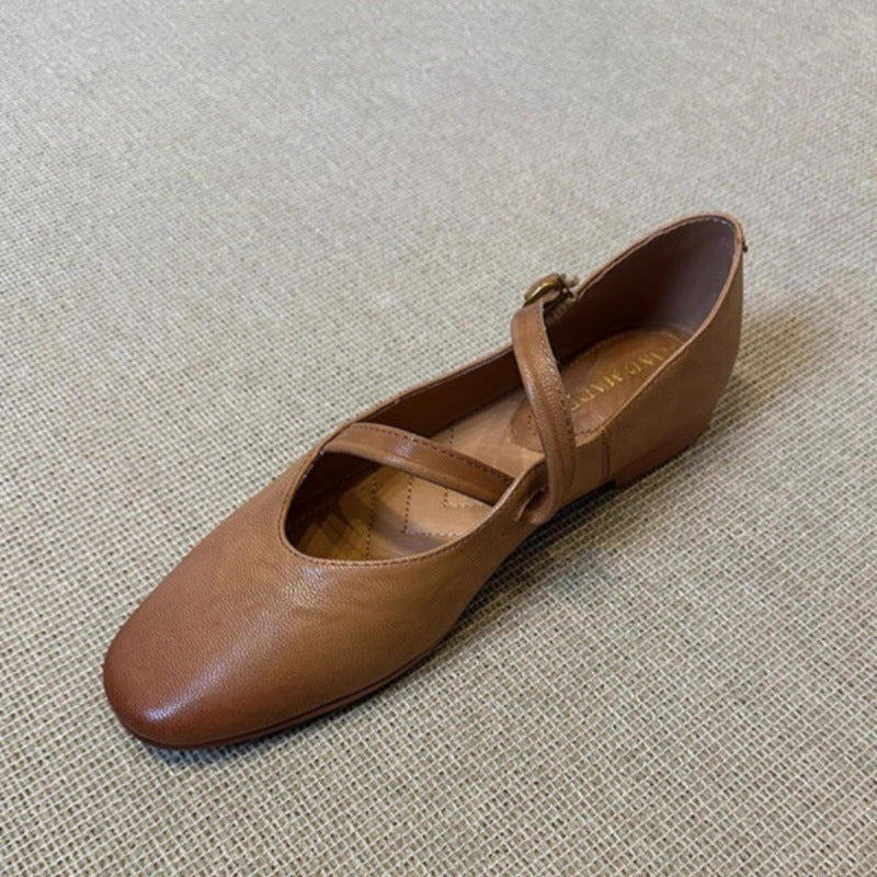 Damen Ballerina-Schuhe mit verstellbarem Riemchen und bequemem Fußbett EB
