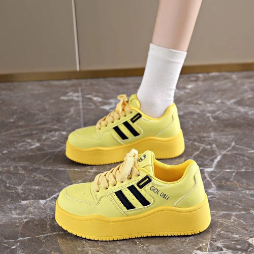 Damen modische Plattform-Sneaker mit sportlichem Design und atmungsaktiver Oberflächenstruktur EB