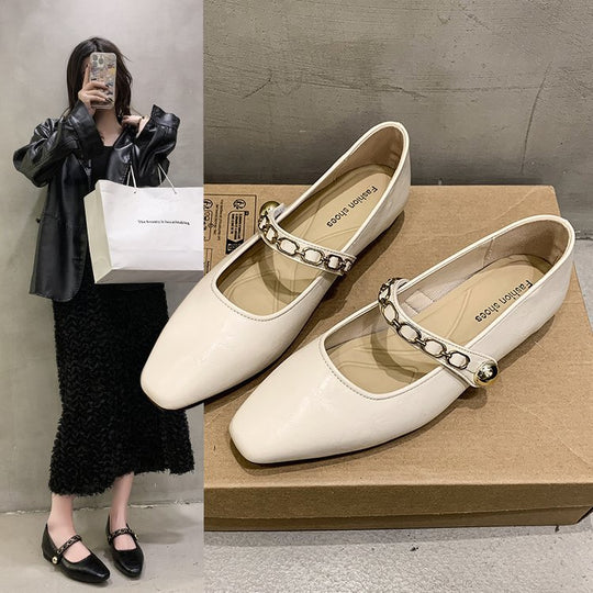 Damen elegante Ballerinas mit Schnallenakzent EB