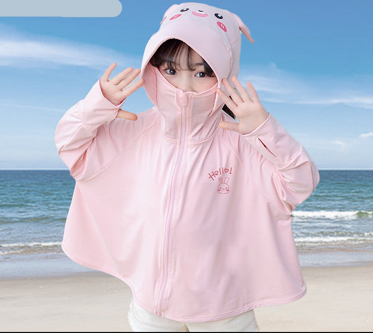 Mädchen multifunktionale Sonnen-Schutzjacke mit Kapuze EB