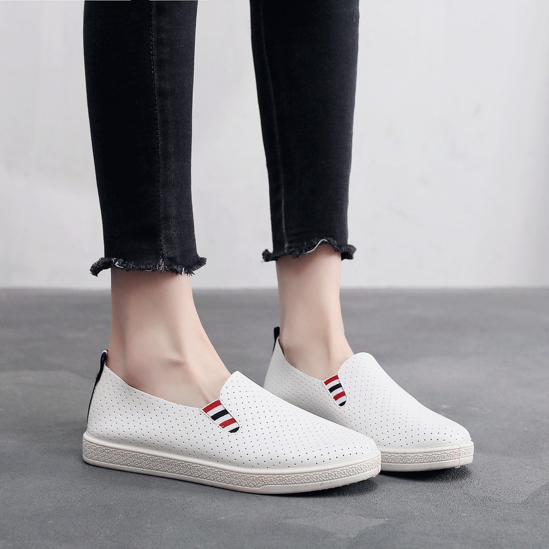 Damen komfortable Slip-On Schuhe mit perforiertem Obermaterial EB