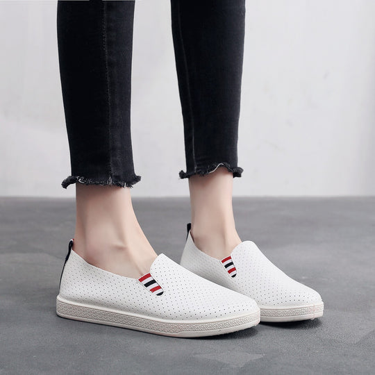 Damen komfortable Slip-On Schuhe mit perforiertem Obermaterial EB