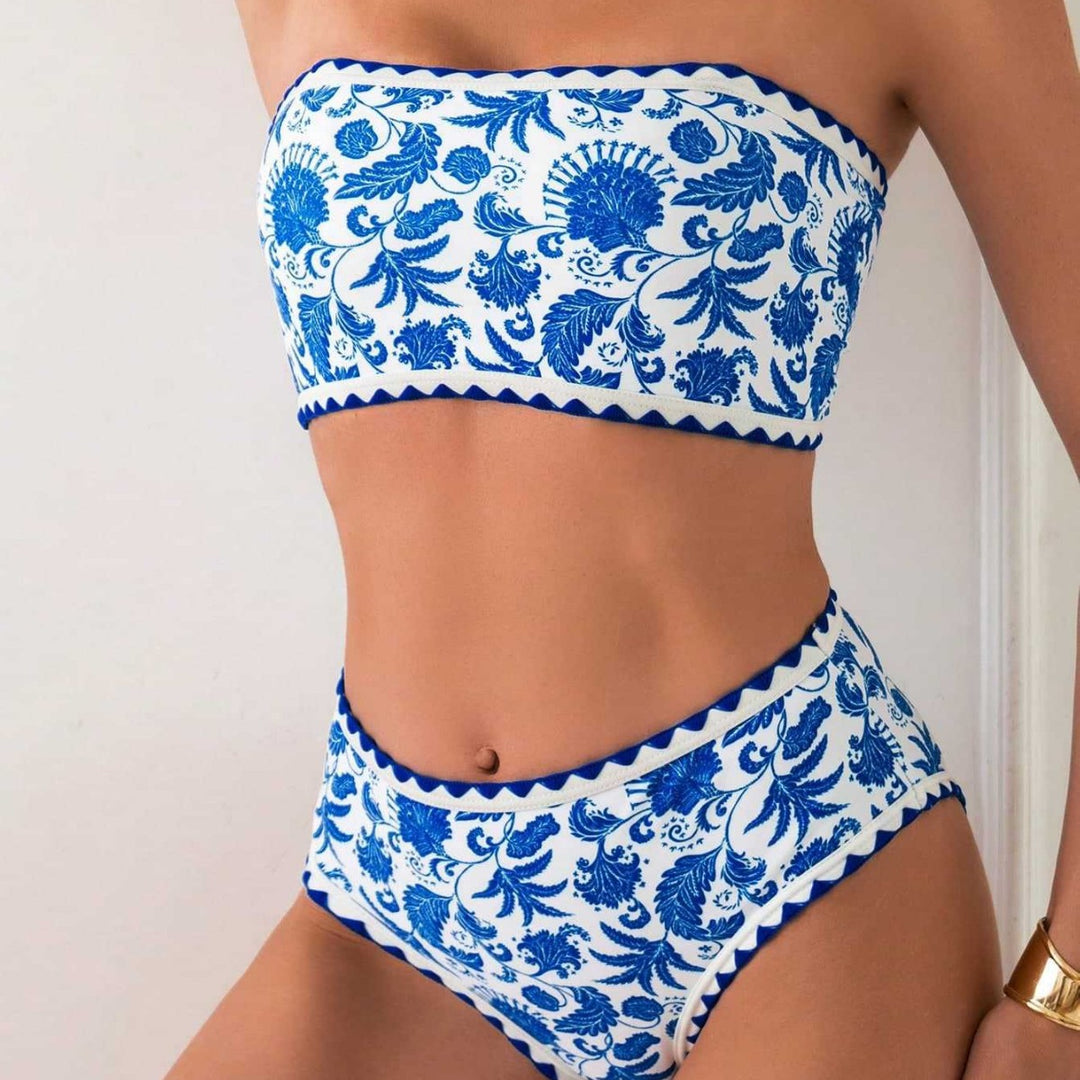 Damen Bandeau-Bikini mit trendigem floralen Design EB