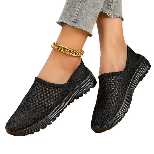 Damen nan luftige Schlupfsneaker mit Honigwaben-Strickoberteil und gedämpfter Komfortsohle EB