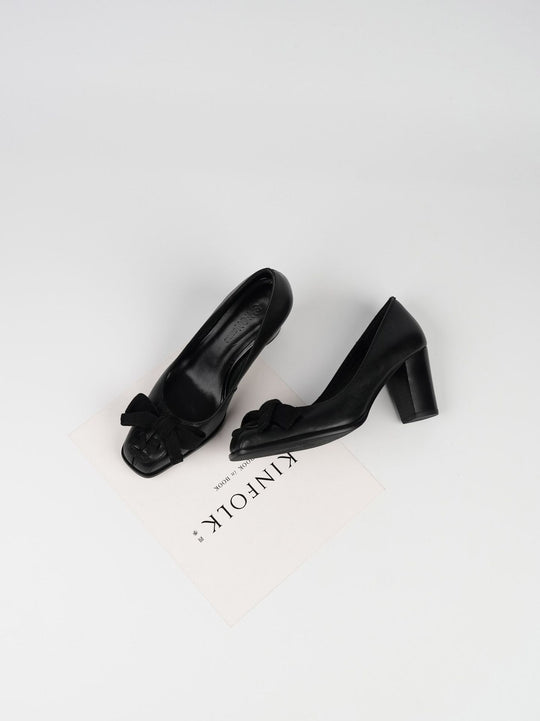 Damen elegante Pumps mit modischer Schleifenapplikation EB