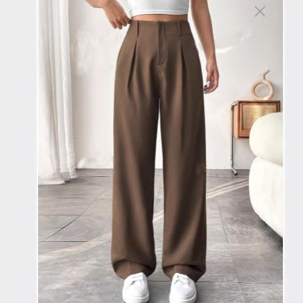 Damen Elegante Bundfaltenhose mit weitem Schnitt EB