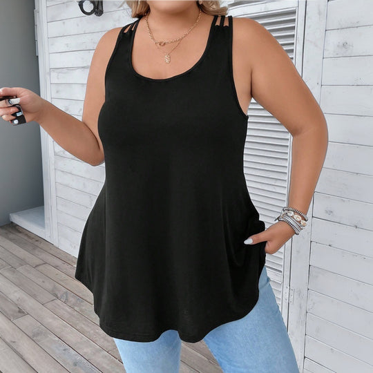 Damen lässiges Tanktop mit dekorativen Trägerdetails und asymmetrischem Saum EB