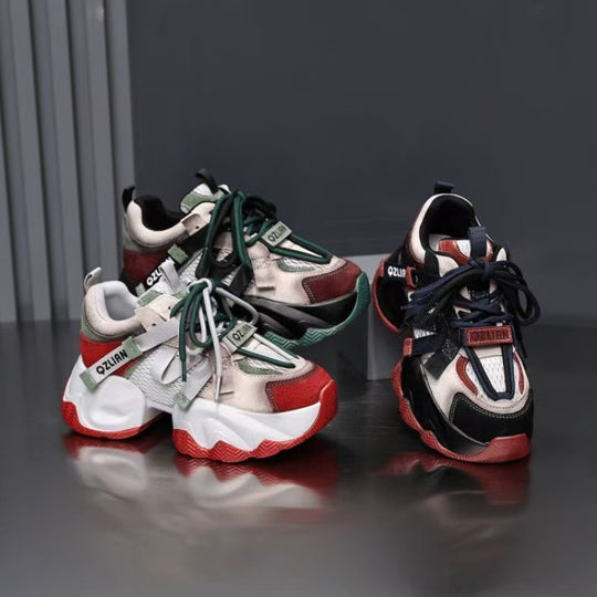 Damen Sportliche Chunky Sneakers mit atmungsaktivem Obermaterial und dämpfender Sohle EB