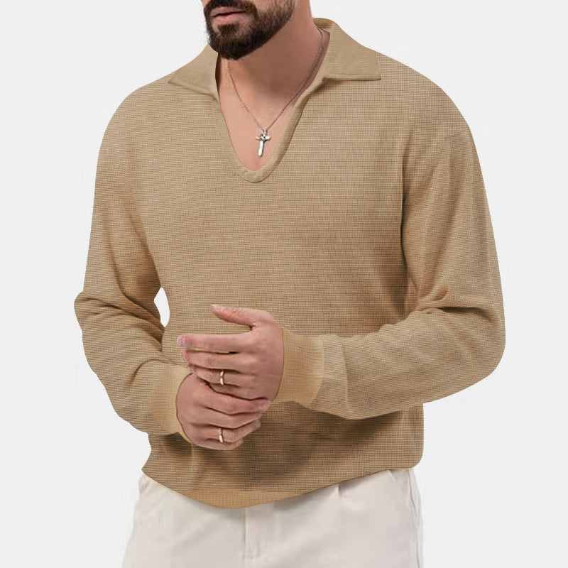 Herren modischer V-Ausschnitt Pullover aus atmungsaktivem Strickmaterial EB