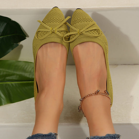 Damen Bequeme und stilvolle Ballerinas mit dekorativer Schleife EB