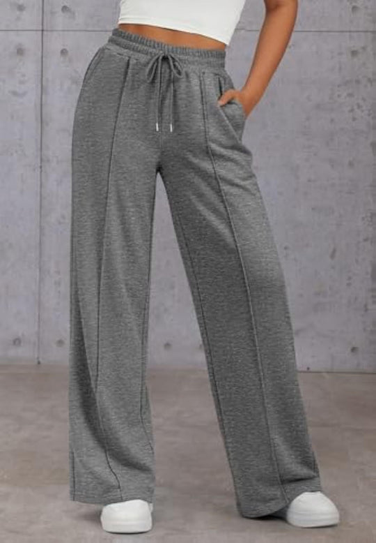 Damen Komfortable Weite Sweatpants mit elastischem Bund und praktischen Taschen EB
