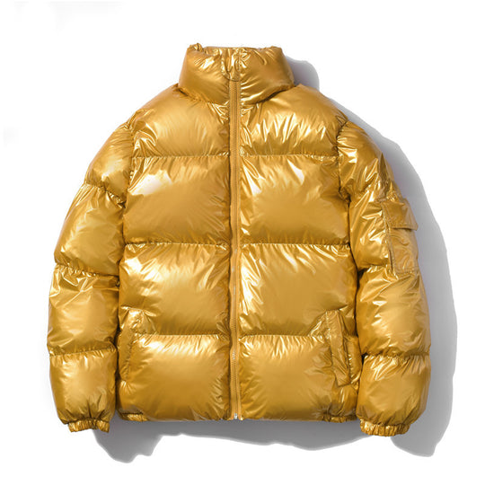 Herren nan glänzende Oversize Daunenoptik Steppjacke mit hohem Stehkragen und elastischen Bündchen EB
