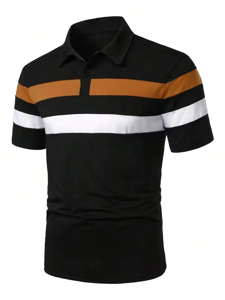 Herren Polohemd mit modernem Farbblockdesign und atmungsaktiven Materialien EB