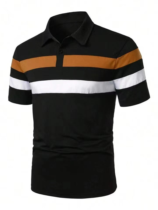 Herren Polohemd mit modernem Farbblockdesign und atmungsaktiven Materialien EB