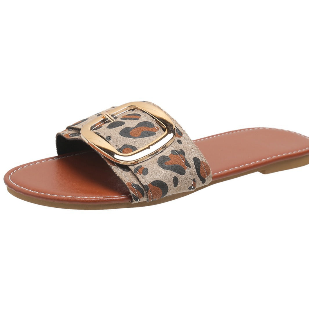 Damen offene Slipper mit modernem Schnallen-Detail EB