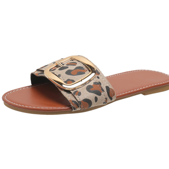 Damen offene Slipper mit modernem Schnallen-Detail EB