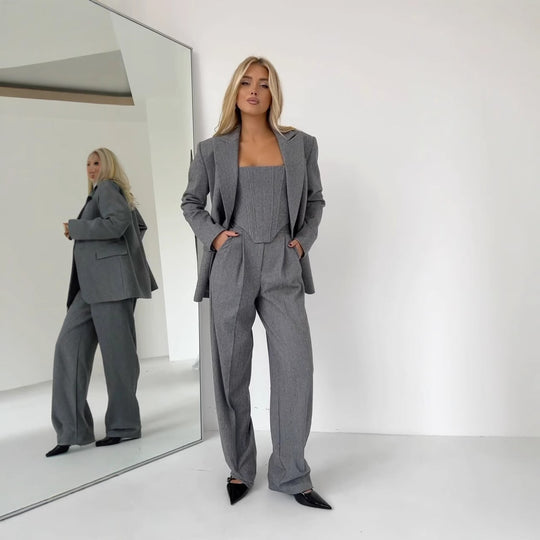 Damen Blazer mit Taillengürtel und schickem Revers EB