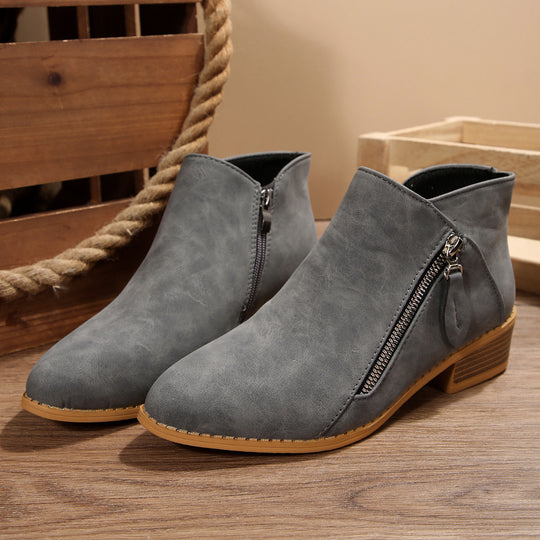 Damen Stiefeletten mit elegantem Reißverschluss und komfortablem Blockabsatz EB
