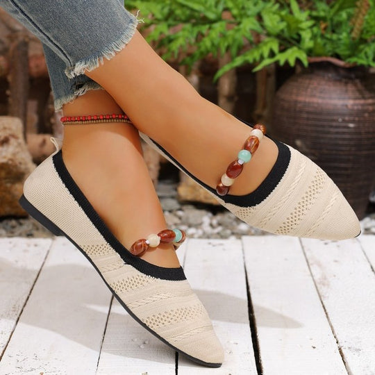 Damen elegante Ballerinas mit modischer Applikation EB