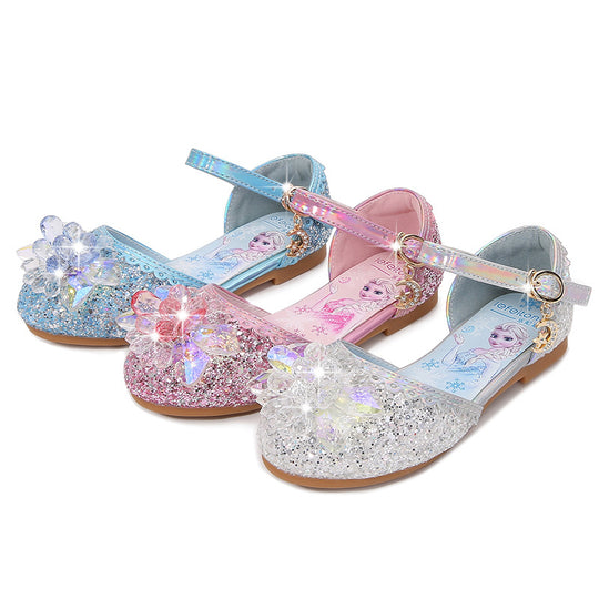 Mädchen Glitzernde Ballerinas mit Blumenapplikationen EB