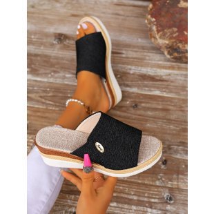 Damen Wedge-Sandalen mit eleganter Textil-Oberfläche und komfortabler Fußbettgestaltung EB