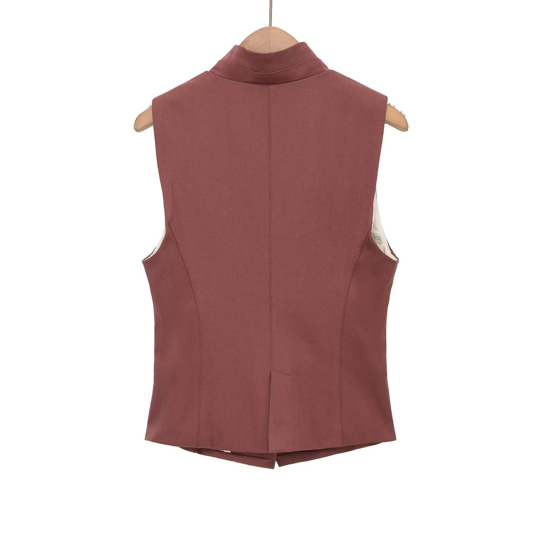 Damen ärmellose Blazerjacke mit eleganter Silhouette und feinen Details EB