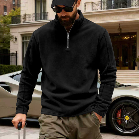 Herren Halbzip-Sweatshirt mit Stehkragen und markanten Nahtdetails EB