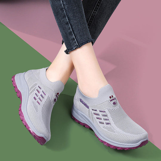 Damen Sportliche Sneaker mit elastischem Mesh-Obermaterial und dämpfender Sohle EB