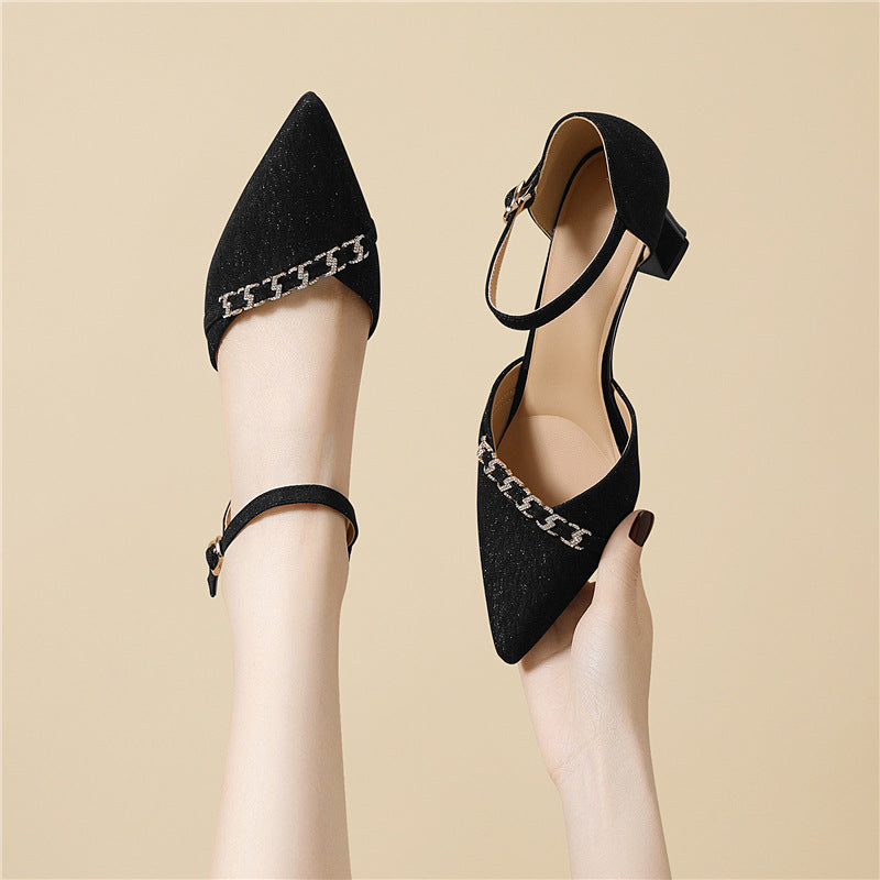 Damen elegante Slingback-Pumps mit funkelndem Schmuckdetail EB