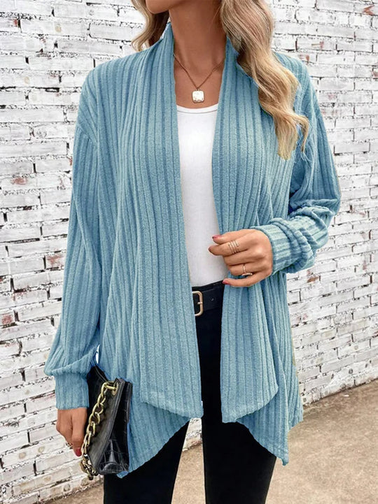 Damen offener Strickcardigan mit vertikalen Streifen EB