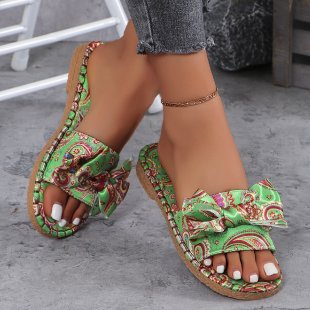Damen komfortable und elegante Pantoletten mit floralem Muster EB