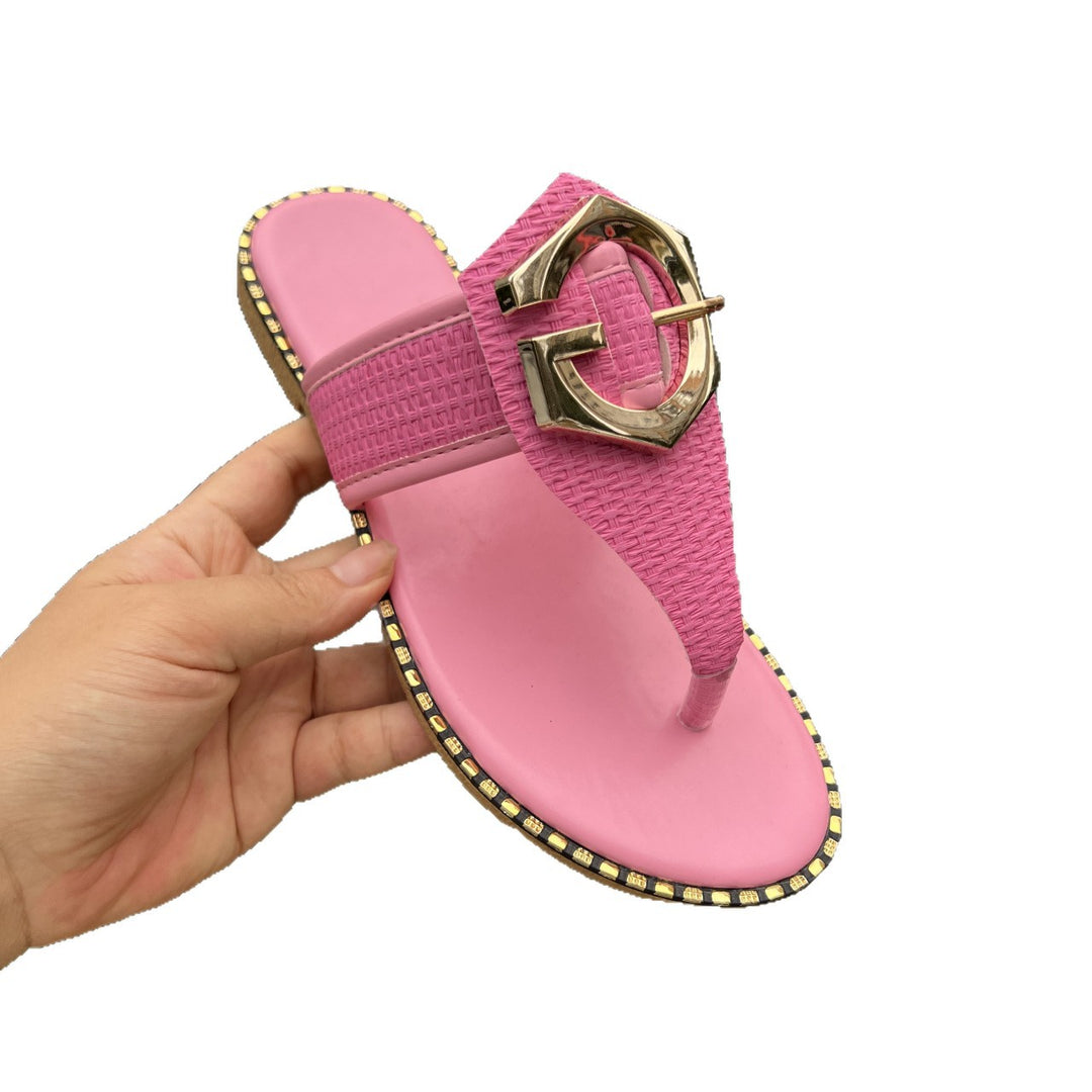 Damen modische Riemen-Sandalen mit zeitgemäßem Schmuckdetail und rutschfester Sohle EB