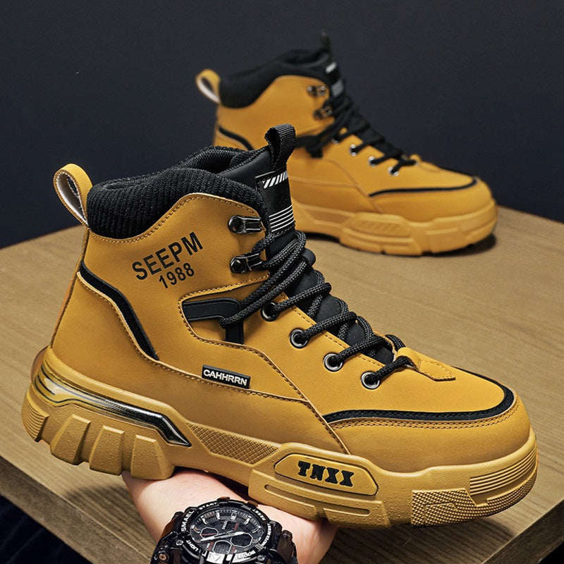 Herren modische High-Top Sneakers mit verstärkter Profilsohle und atmungsaktiver Innenausstattung EB