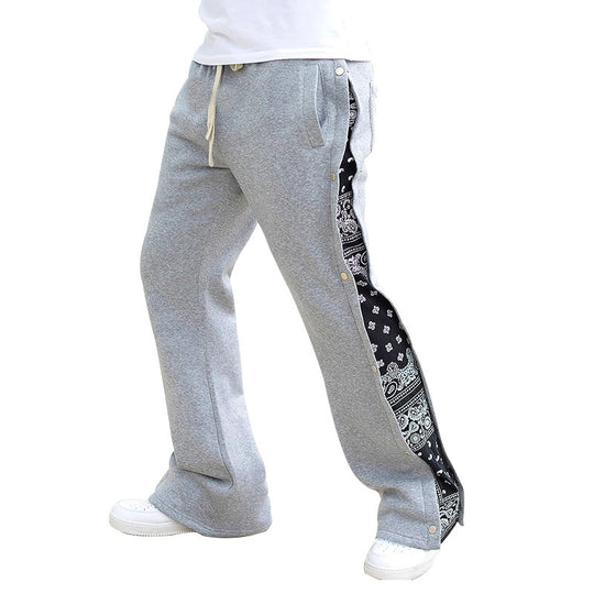 Damen nan Jogginghose mit seitlichen Druckknopfschlitzen und Paisley-Einsatz EB