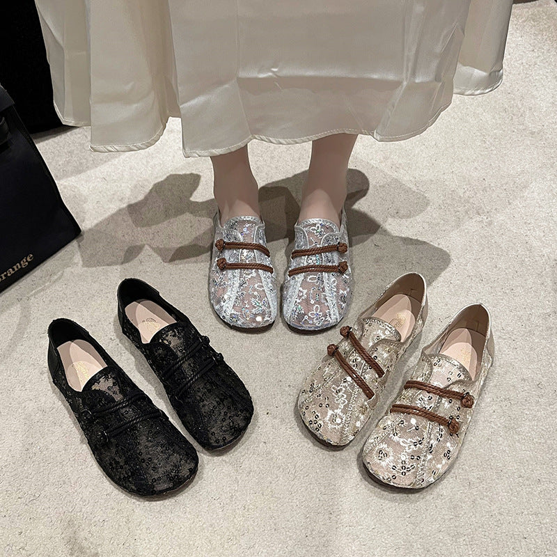 Damen Bequeme Slipper mit schimmerndem Paillettenmuster EB