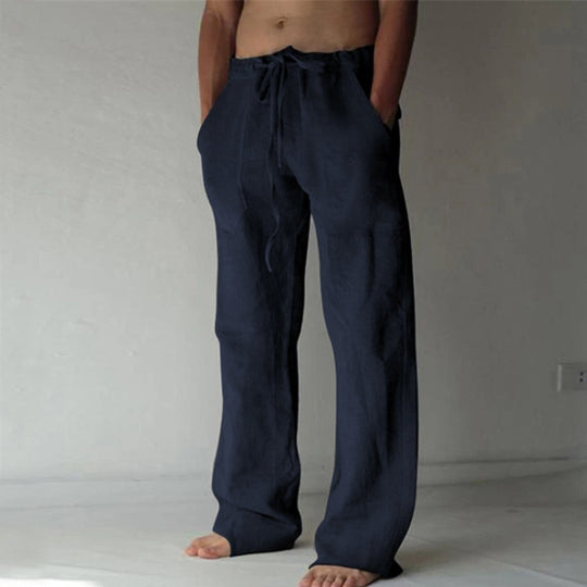 Herren nan lockere Leinenhose mit weitem Bein und Kordelzugbund EB